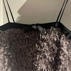 Adorable, fall dress, spaghetti straps, with black bowtie, trimming on top